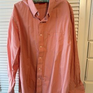 Izod Men's Orange Gingham Button Down Shirt